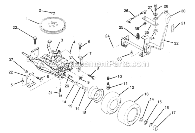 Page O Diagram and Parts List for PP1236A  Poulan Lawn Tractor