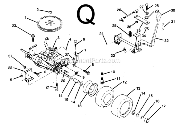Page J Diagram and Parts List for PP1236  Poulan Lawn Tractor