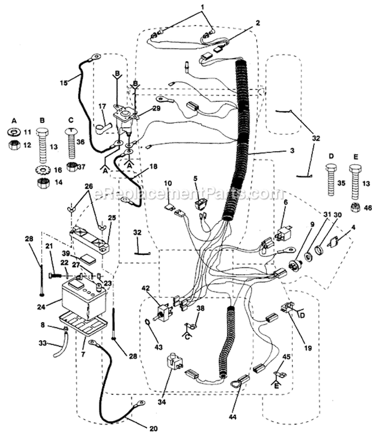 Page B Diagram and Parts List for PP1238A  Poulan Lawn Tractor