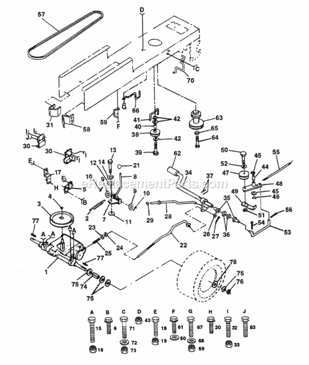 Page C Diagram and Parts List for PP1242A  Poulan Lawn Tractor