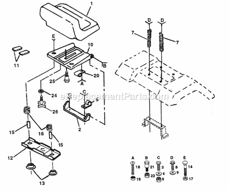 Page G Diagram and Parts List for PP1242A  Poulan Lawn Tractor