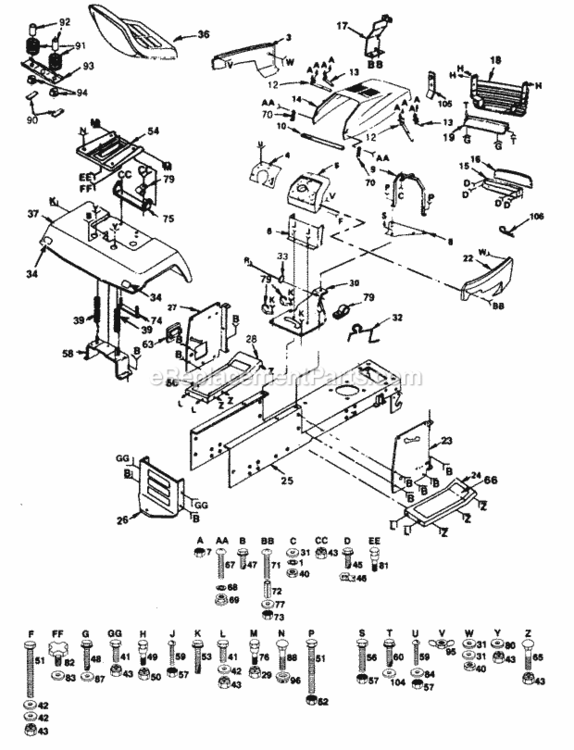 Page C Diagram and Parts List for PP12538  Poulan Lawn Tractor