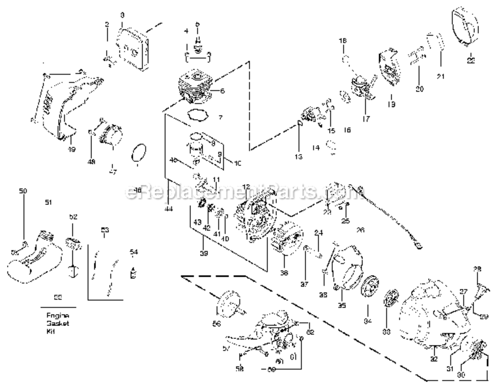 Engine Diagram and Parts List for PP125E 967112801 Poulan Trimmer