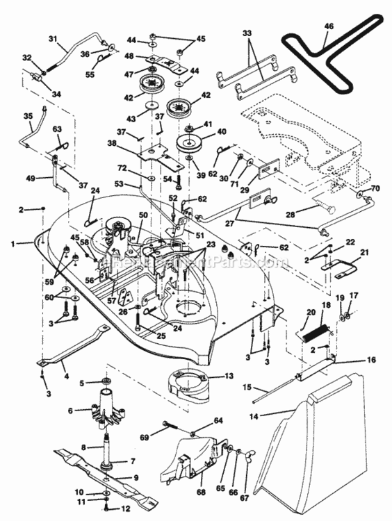 Page J Diagram and Parts List for PP125H38KA  Poulan Lawn Tractor