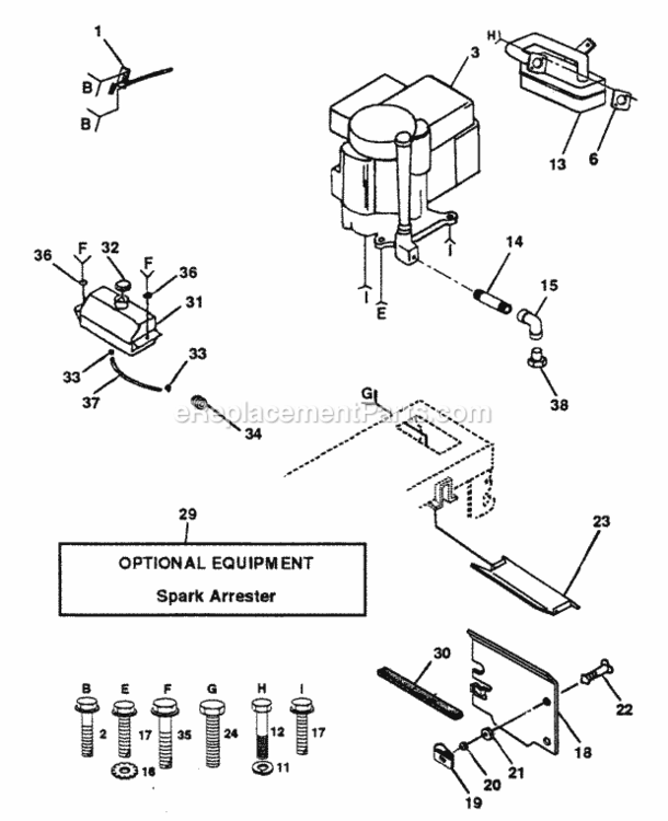 Page E Diagram and Parts List for PP125H42JA  Poulan Lawn Tractor
