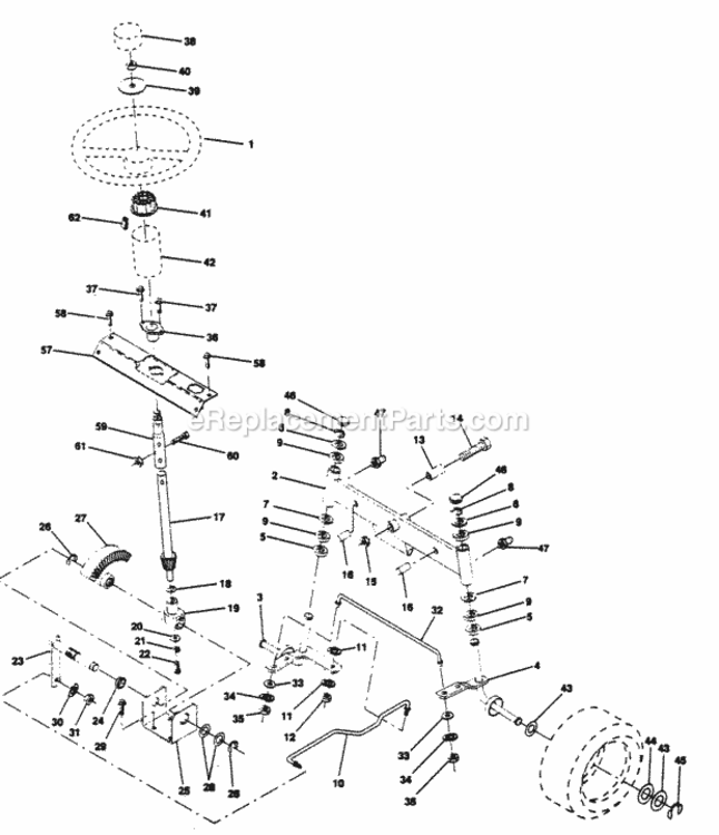 Page J Diagram and Parts List for PP125H42J  Poulan Lawn Tractor