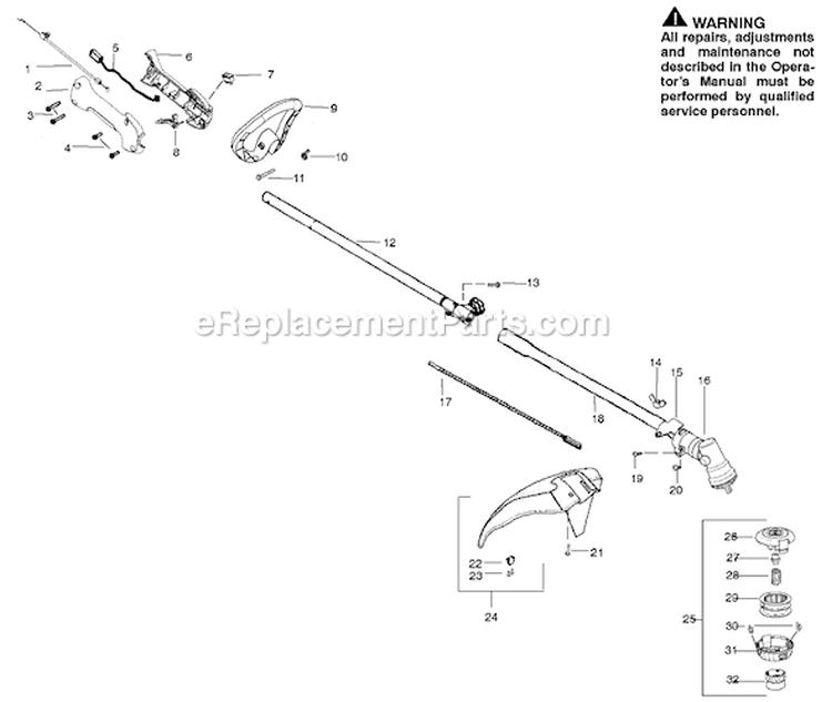Page B Diagram and Parts List for PP125  Poulan Trimmer