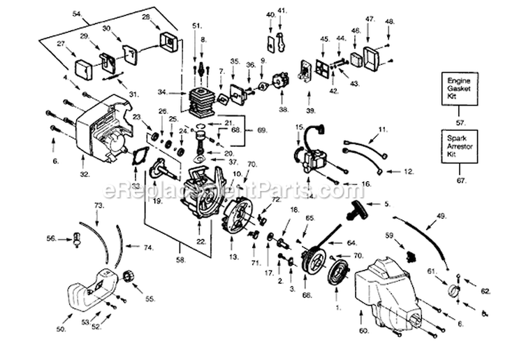 Page C Diagram and Parts List for PP131  Poulan Trimmer