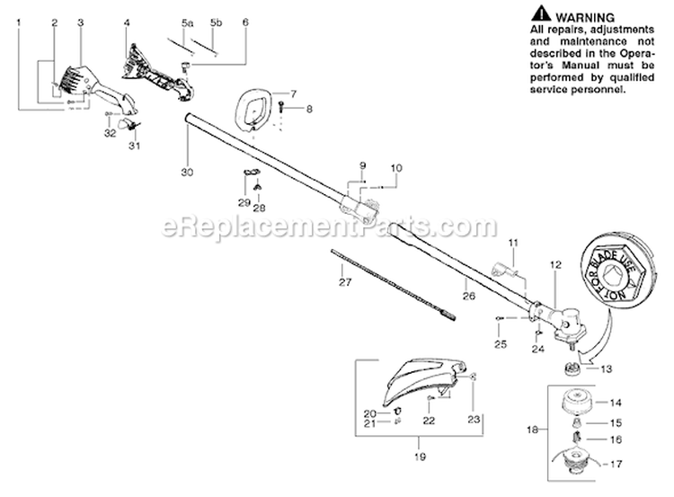 Page B Diagram and Parts List for PP135  Poulan Trimmer