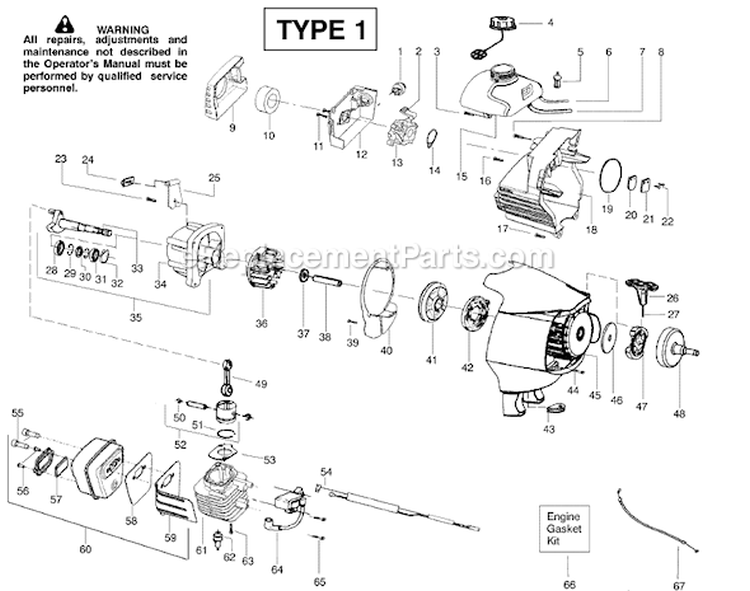Page A Diagram and Parts List for PP136E Type 1 Poulan Trimmer