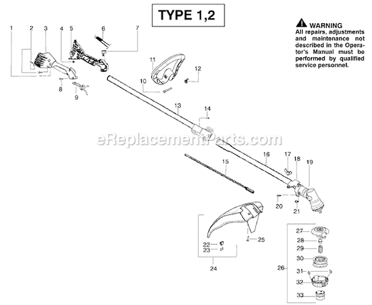 Page B Diagram and Parts List for PP136E Type 2 Poulan Trimmer