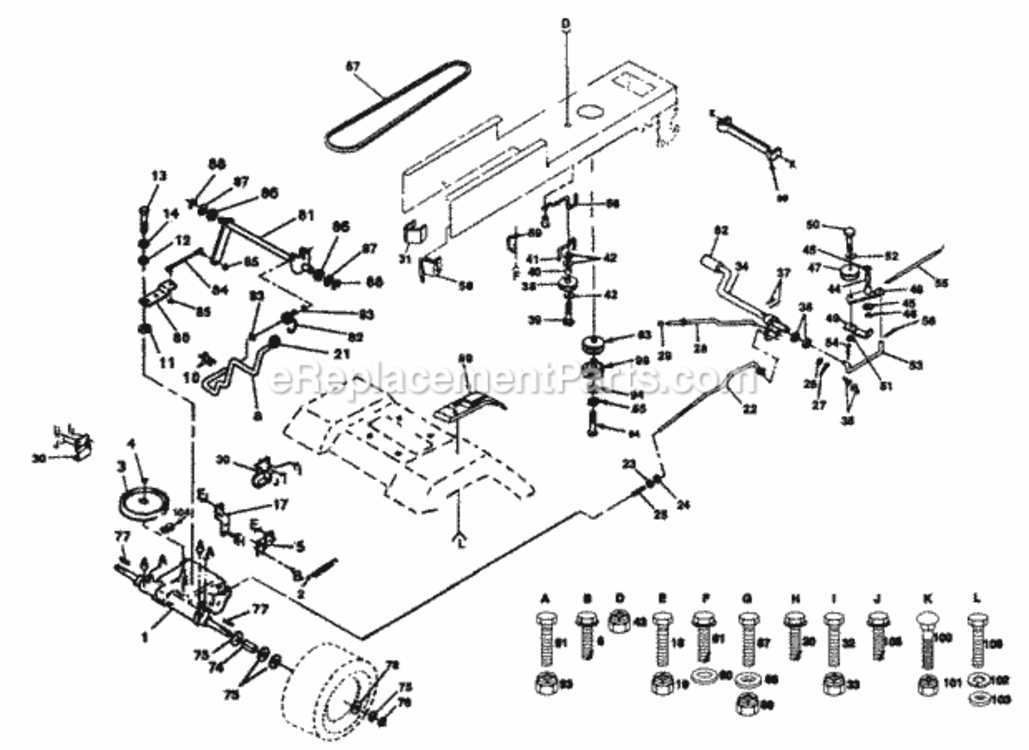 Page B Diagram and Parts List for PP1442  Poulan Lawn Tractor