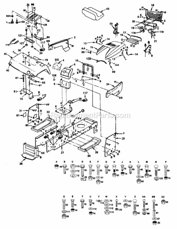Page D Diagram and Parts List for PP1442  Poulan Lawn Tractor