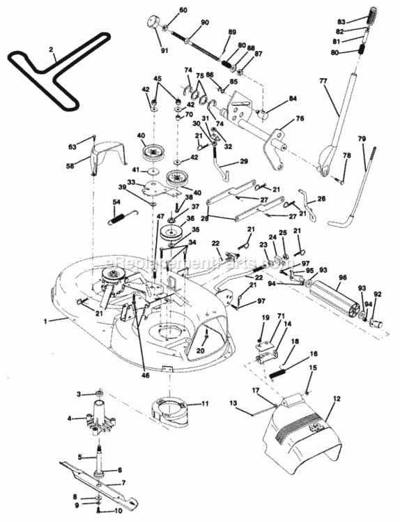 Page E Diagram and Parts List for PP1442  Poulan Lawn Tractor