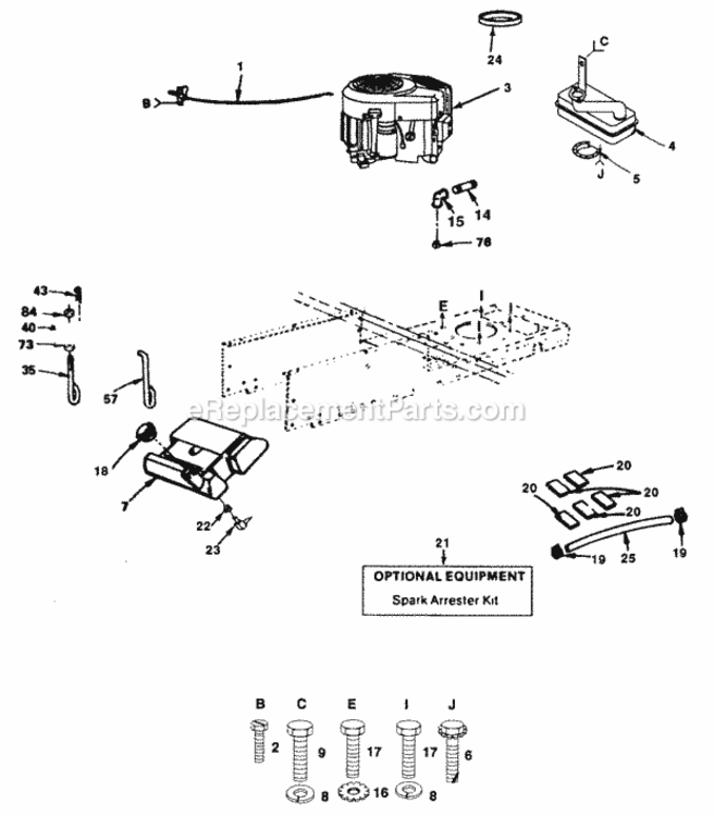Page F Diagram and Parts List for PP1442  Poulan Lawn Tractor