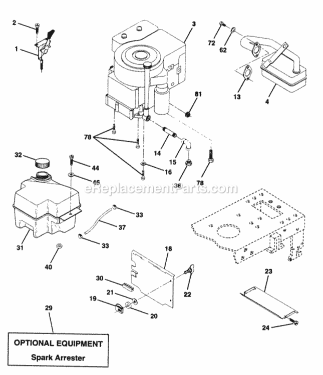 Page F Diagram and Parts List for PP14542K  Poulan Lawn Tractor