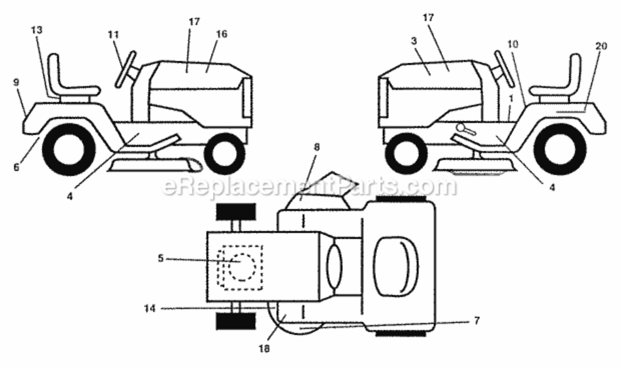 Page B Diagram and Parts List for PP145H42A  Poulan Lawn Tractor