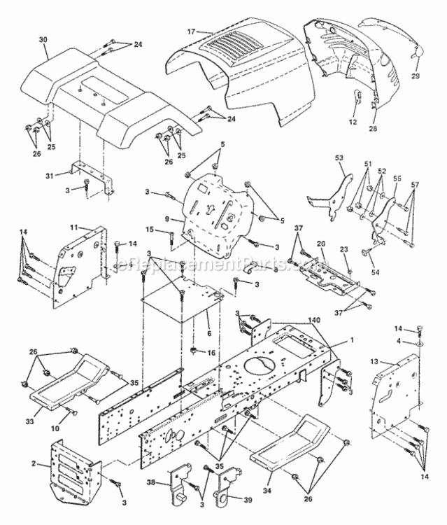 Page A Diagram and Parts List for PP145H42  Poulan Lawn Tractor