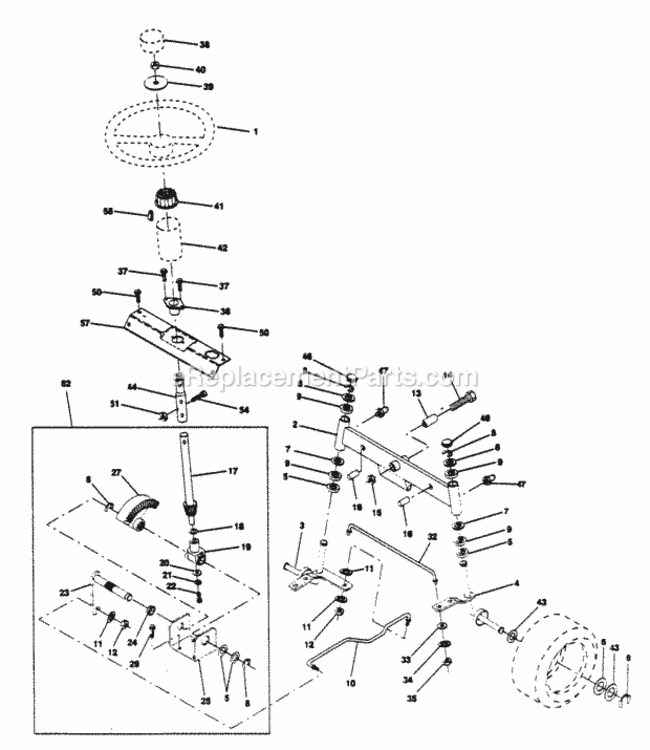 Page J Diagram and Parts List for PP15H42KB  Poulan Lawn Tractor