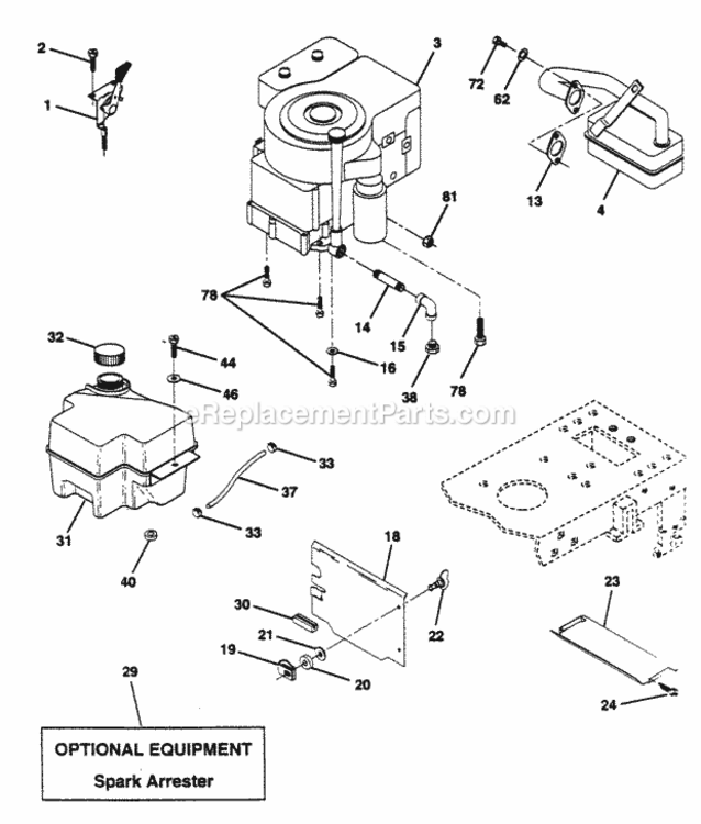 Page E Diagram and Parts List for PP15H42KB  Poulan Lawn Tractor