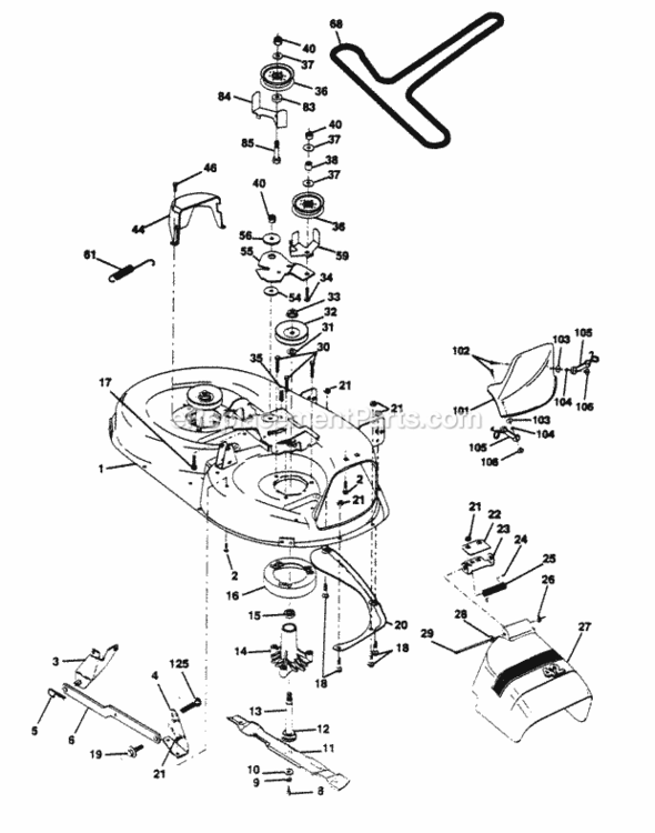 Page H Diagram and Parts List for PP15H42KB  Poulan Lawn Tractor