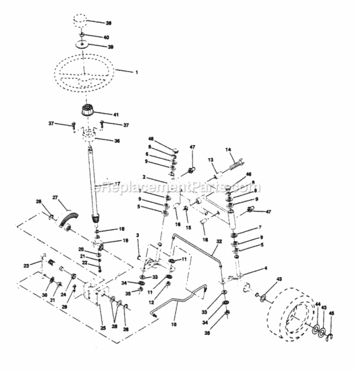 Page J Diagram and Parts List for PP1644J  Poulan Lawn Tractor