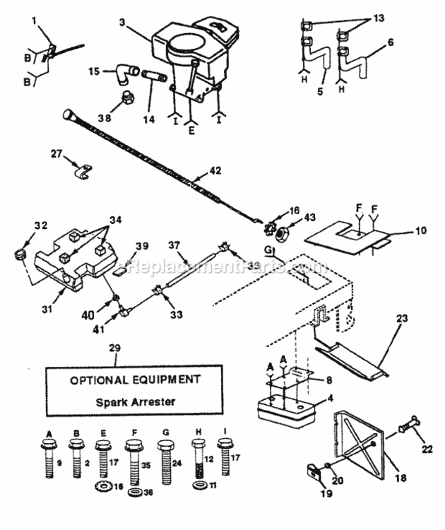 Page F Diagram and Parts List for PP1644J  Poulan Lawn Tractor