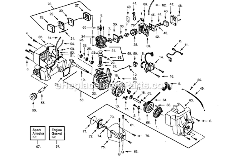 Page C Diagram and Parts List for PP165  Poulan Trimmer