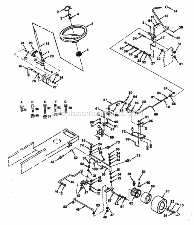 Page H Diagram and Parts List for PP16H44B  Poulan Lawn Tractor