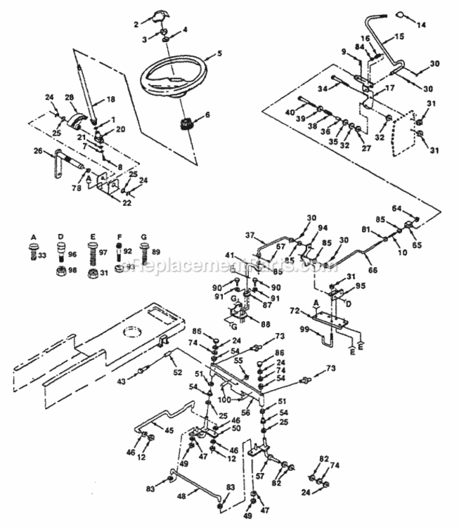 Page J Diagram and Parts List for PP16H44  Poulan Lawn Tractor