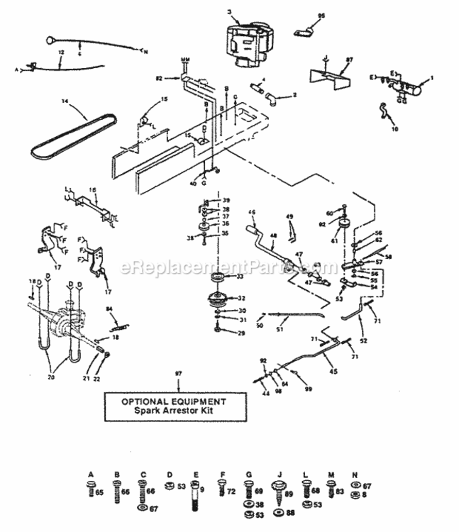 Page D Diagram and Parts List for PP16H44  Poulan Lawn Tractor