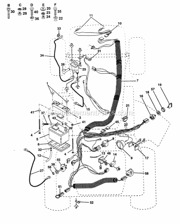 Page E Diagram and Parts List for PP16H44  Poulan Lawn Tractor