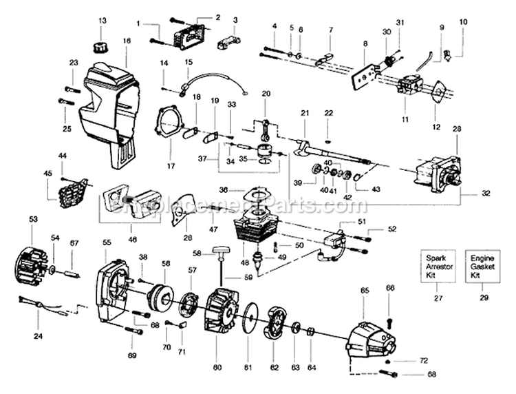 Page C Diagram and Parts List for PP176  Poulan Trimmer