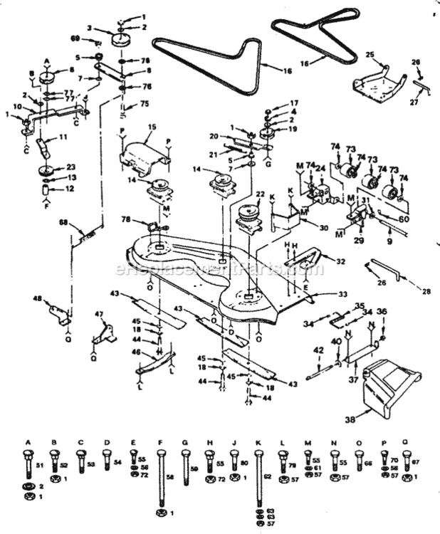 Page D Diagram and Parts List for PP1844B  Poulan Lawn Tractor