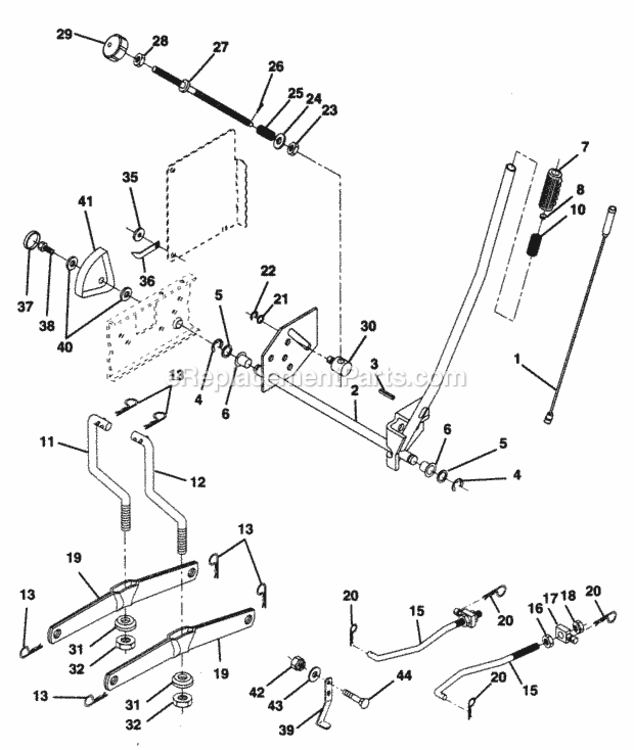 Page H Diagram and Parts List for PP1844K  Poulan Lawn Tractor
