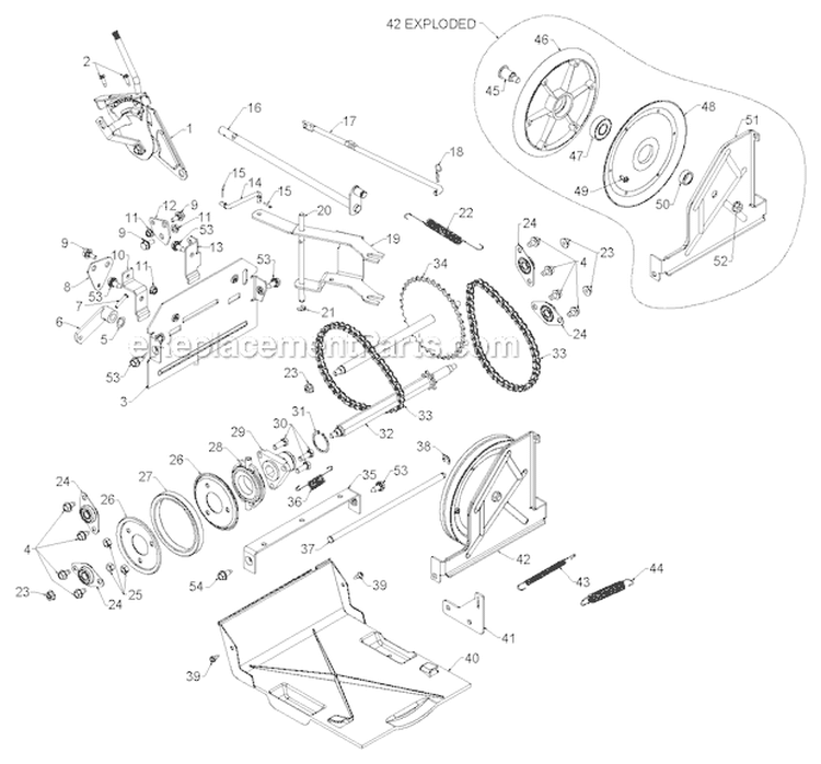 Drive Diagram and Parts List for PP1850ES 96198005502 - 2012-08 Poulan Snow Blower