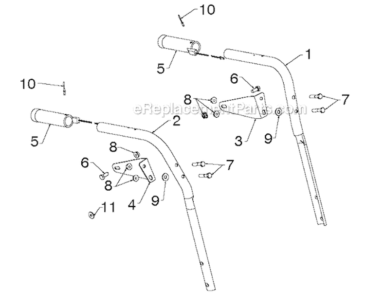 Handle Diagram and Parts List for PP1850ES 96198005502 - 2012-08 Poulan Snow Blower