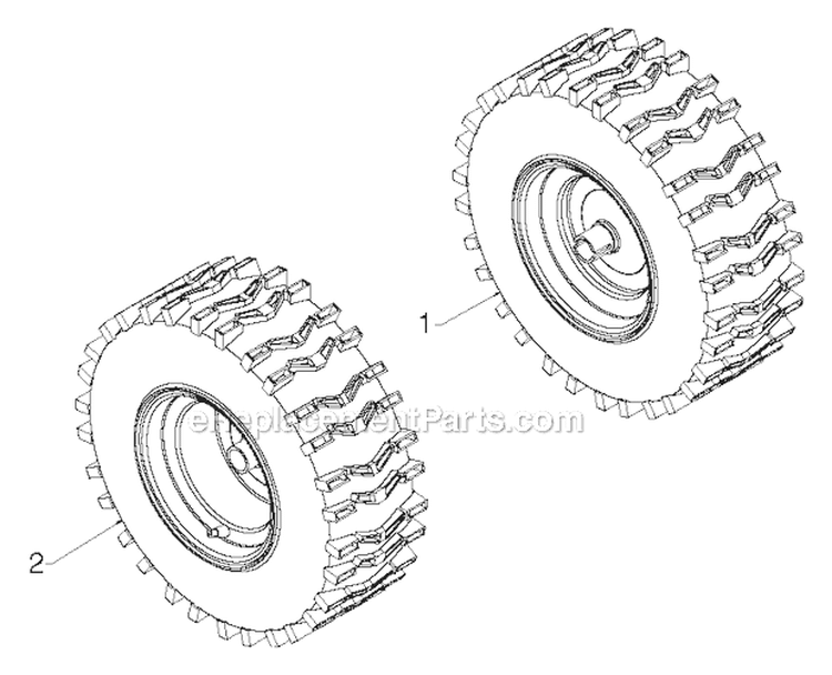Wheels Tires Diagram and Parts List for PP1850ES 96198005502 - 2012-08 Poulan Snow Blower