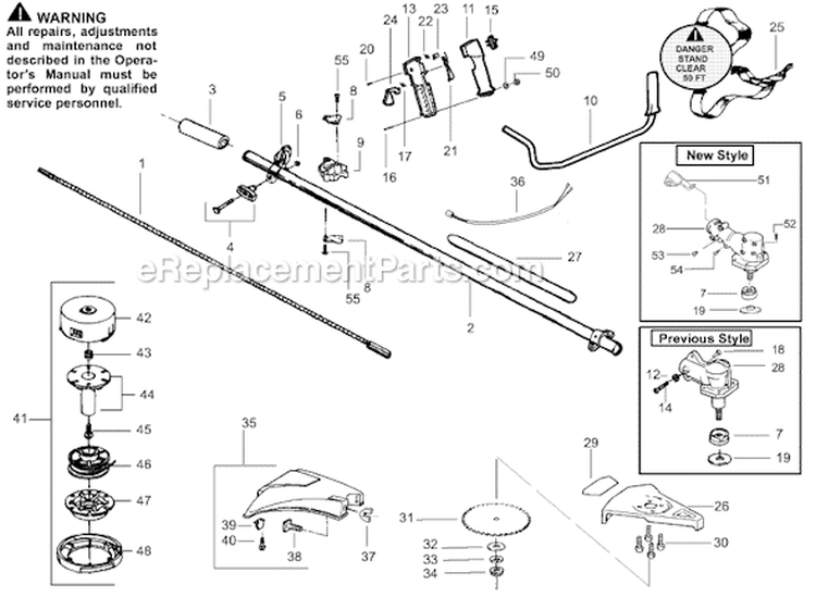 Page B Diagram and Parts List for PP196  Poulan Trimmer