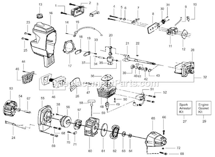 Page C Diagram and Parts List for PP196  Poulan Trimmer