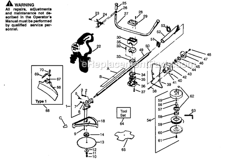 Page B Diagram and Parts List for PP200  Poulan Trimmer
