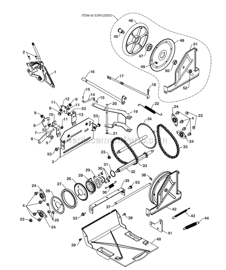 Page N Diagram and Parts List for PP208E24  Poulan Snow Blower