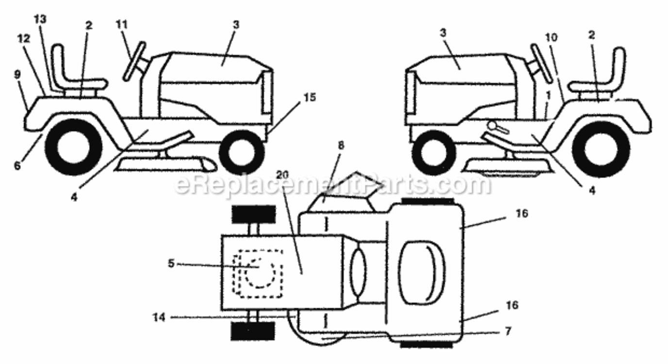 Page B Diagram and Parts List for PP20H46A  Poulan Lawn Tractor