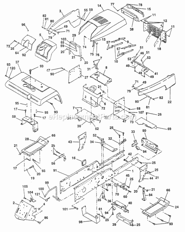 Page A Diagram and Parts List for PP20H50J  Poulan Lawn Tractor