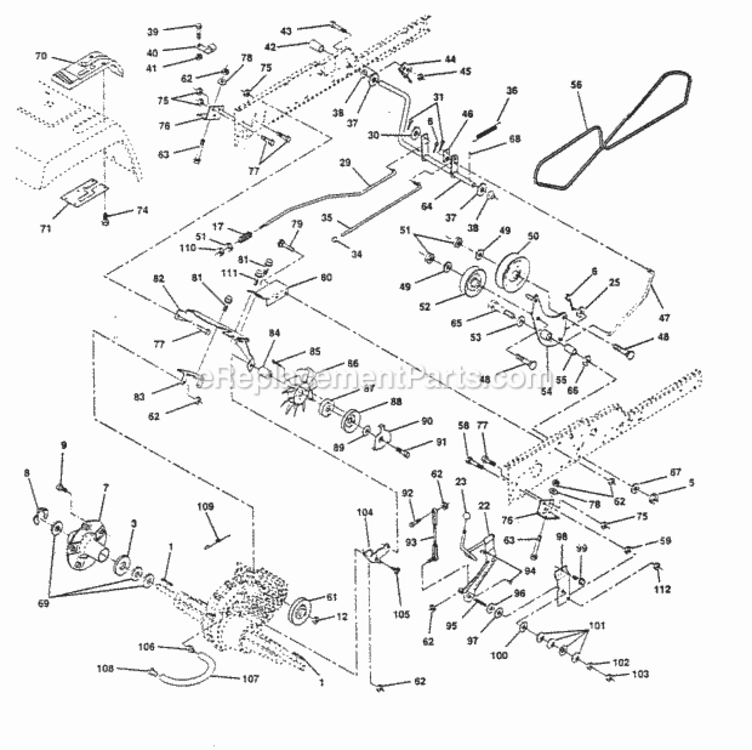 Page E Diagram and Parts List for PP20H50J  Poulan Lawn Tractor
