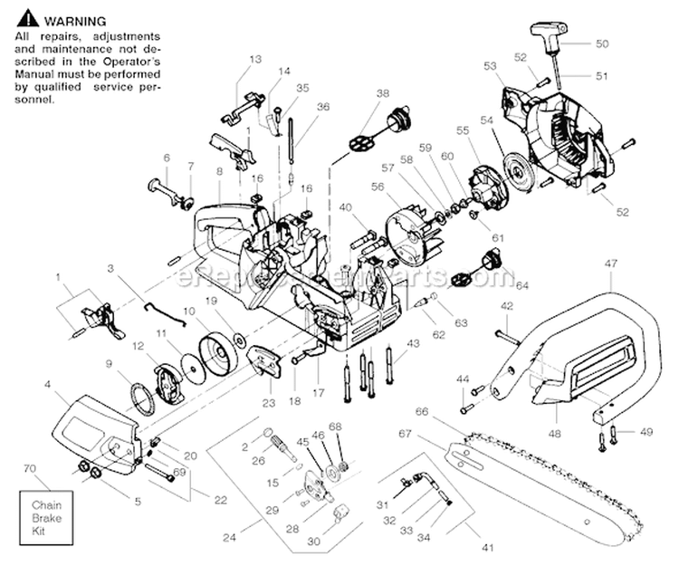 Page C Diagram and Parts List for PP210  Poulan Chainsaw