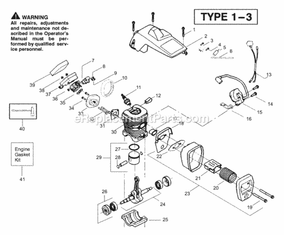 Page C Diagram and Parts List for PP221 Type 2 Poulan Chainsaw