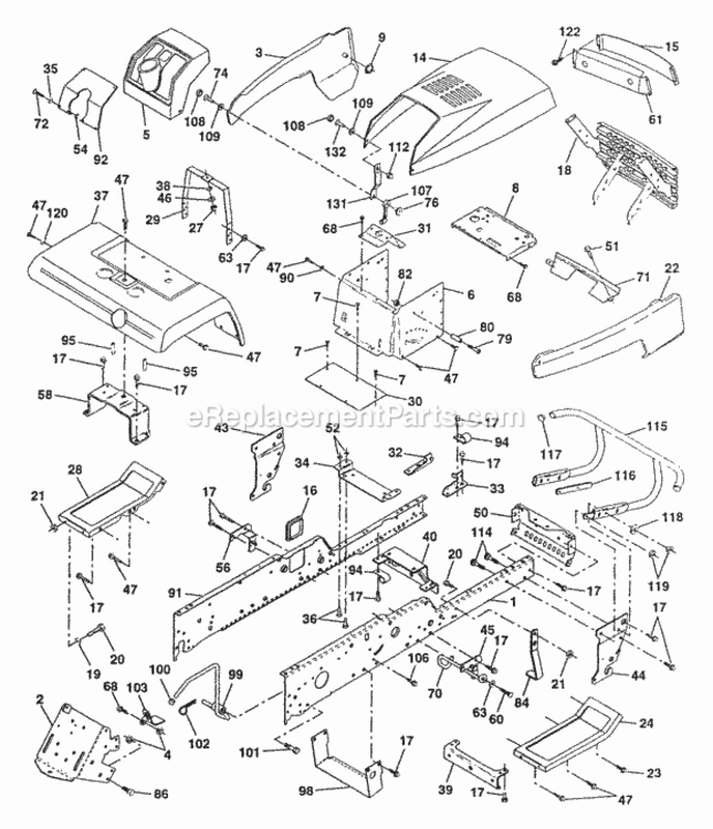 Page A Diagram and Parts List for PP22H50A  Poulan Lawn Tractor