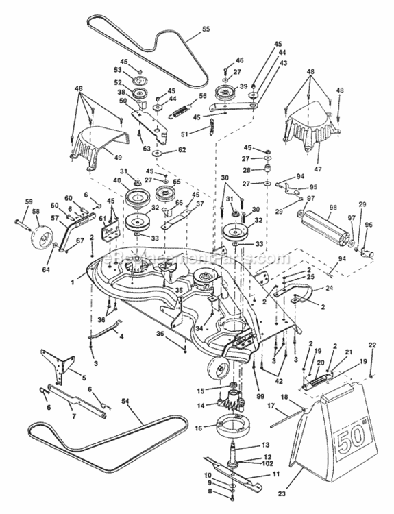 Page G Diagram and Parts List for PP22H50A  Poulan Lawn Tractor