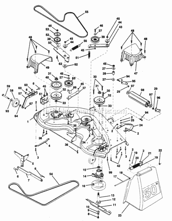 Page G Diagram and Parts List for PP22H50KA  Poulan Lawn Tractor